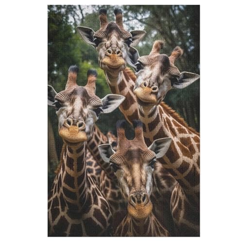 Giraffe Holzpuzzle 1000 Teile Klassische Puzzles Erwachsene Kinder Puzzle DIY Kit Holzspielzeug Einzigartiges Geschenk 78×53cm von DCCCY