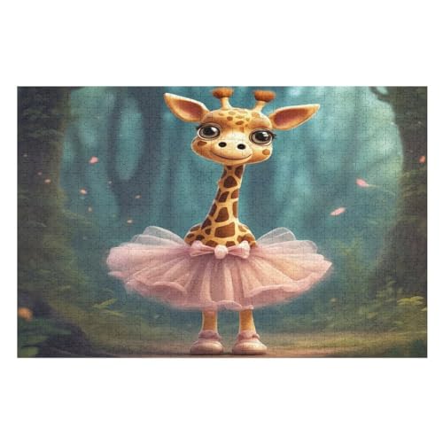 Giraffe Holzpuzzle - 1000 Teiliges Jigsaw Knobelspiel - Puzzle Für Erwachsene & Kinder - Outdoor & Reisespielzeug （75×50cm） von DCCCY