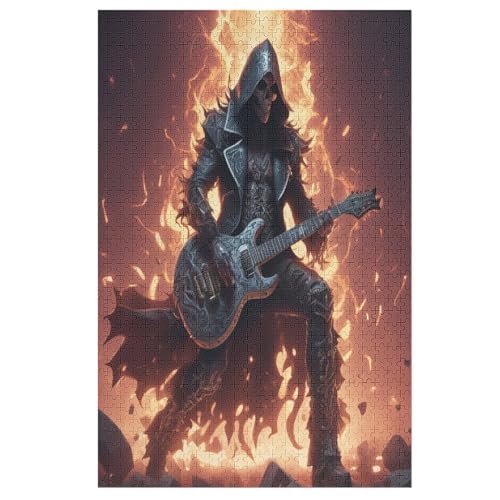 Gitarre Skelett Man 1000 Teile Puzzles Für Erwachsene Holzpuzzle Familienpuzzlespiel Stressabbau-Puzzle Für Kinder Ab 12 Jahren 78×53cm von DCCCY