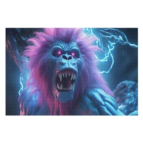 Gorilla Puzzle 1000 Teile, Holzpuzzle Herausforderndes Geschicklichkeitsspiel Für Die Ganze Familie, Kinder Erwachsenenpuzzle Ab 12 Jahren （75×50cm） von DCCCY