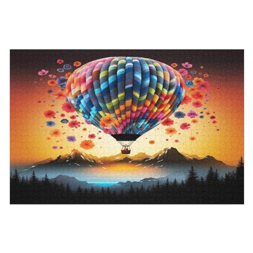 Heißluftballon 1000 Teile Premium-Puzzles Für Erwachsene Kinder- Holzpuzzles Spaß Und Lernspiele - Perfekte Puzzle-Geschenke （75×50cm） von DCCCY