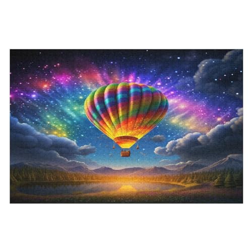 Heißluftballon Holzpuzzle Für Erwachsene Teenager Stress Abbauen Familien-Puzzlespiel Poster 1000-teiliges Puzzle Kinder Lernspiel （75×50cm） von DCCCY