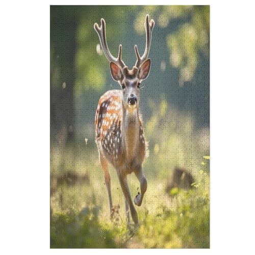 Hirsch Holzpuzzle - 1000 Teiliges Jigsaw Knobelspiel - Puzzle Für Erwachsene & Kinder - Outdoor & Reisespielzeug 78×53cm von DCCCY