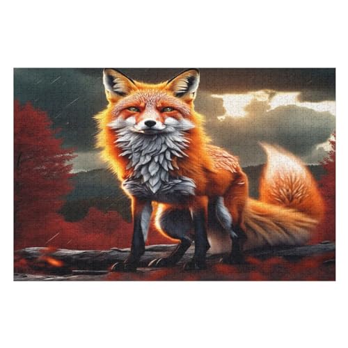 Holzpuzzle 1000 Teile, Fuchs Puzzles Erwachsene Und Kinder, Am Besten Für Die Familienspielsammlung （75×50cm） von DCCCY