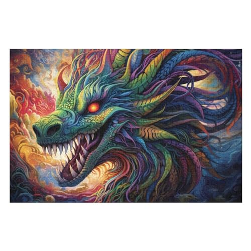 Holzpuzzle Drache Puzzle 1000 Teile Erwachsene Klassische Pädagogisches Spielzeug Kinder Lernspiel Herausforderndes Puzzles （75×50cm） von DCCCY