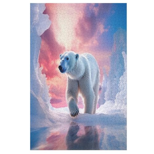 Holzpuzzle Eisbär Puzzle 1000 Teile Erwachsene Klassische Pädagogisches Spielzeug Kinder Lernspiel Herausforderndes Puzzles 78×53cm von DCCCY