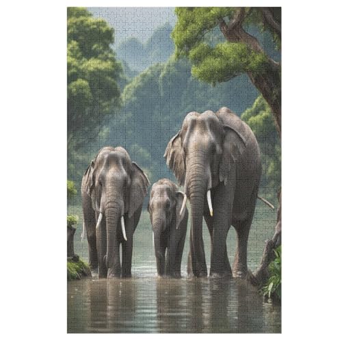 Holzpuzzle Elefant Puzzle 1000 Teile Erwachsene Klassische Pädagogisches Spielzeug Kinder Lernspiel Herausforderndes Puzzles 78×53cm von DCCCY
