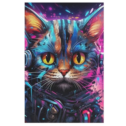 Holzpuzzle Katze Puzzle 1000 Teile Erwachsene Klassische Pädagogisches Spielzeug Kinder Lernspiel Herausforderndes Puzzles 78×53cm von DCCCY
