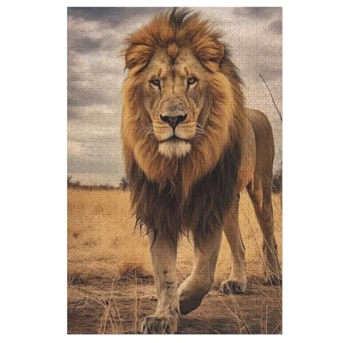Holzpuzzle Löwe Puzzle 1000 Teile Erwachsene Klassische Pädagogisches Spielzeug Kinder Lernspiel Herausforderndes Puzzles 78×53cm von DCCCY