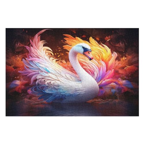 Holzpuzzle Schwan Puzzle 1000 Teile Erwachsene Klassische Pädagogisches Spielzeug Kinder Lernspiel Herausforderndes Puzzles （75×50cm） von DCCCY