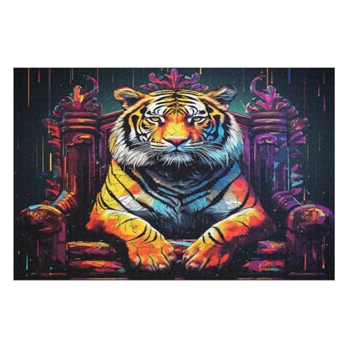 Holzpuzzle Tiger Puzzle 1000 Teile Erwachsene Klassische Pädagogisches Spielzeug Kinder Lernspiel Herausforderndes Puzzles （75×50cm） von DCCCY