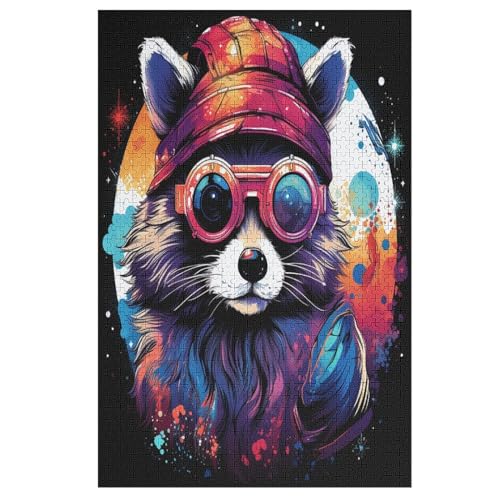 Holzpuzzle Waschbär Puzzle 1000 Teile Erwachsene Klassische Pädagogisches Spielzeug Kinder Lernspiel Herausforderndes Puzzles 78×53cm von DCCCY