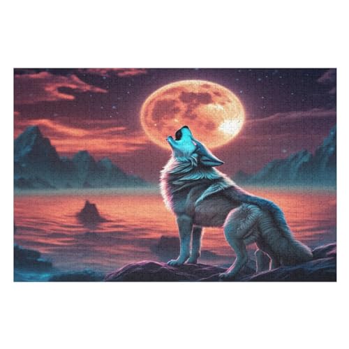 Holzpuzzle Wolf Puzzle 1000 Teile Erwachsene Klassische Pädagogisches Spielzeug Kinder Lernspiel Herausforderndes Puzzles （75×50cm） von DCCCY