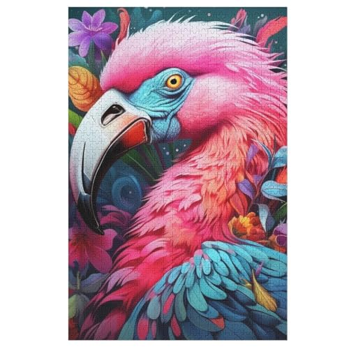 Holzpuzzles 1000 Teile Flamingo -Puzzle Für Jungen Und Mädchen, Schwierigkeitsgrad, Lernspiele, Familienspielzeug 78×53cm von DCCCY