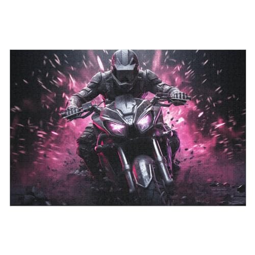 Holzpuzzles 1000 Teile Motorrad -Puzzle Für Jungen Und Mädchen, Schwierigkeitsgrad, Lernspiele, Familienspielzeug （75×50cm） von DCCCY
