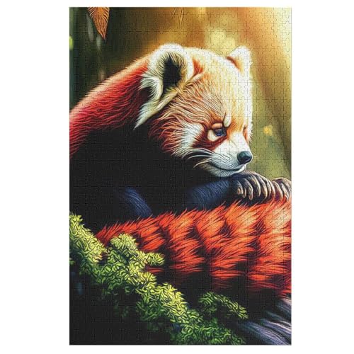 Holzpuzzles 1000 Teile Panda -Puzzle Für Jungen Und Mädchen, Schwierigkeitsgrad, Lernspiele, Familienspielzeug 78×53cm von DCCCY