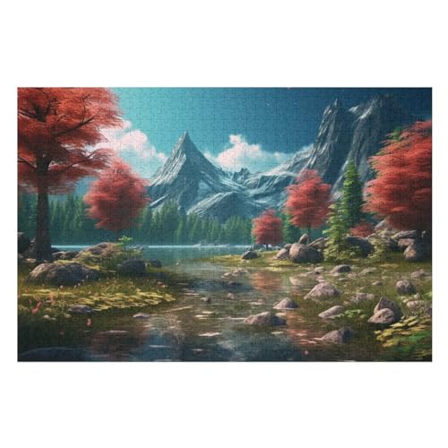 Holzpuzzles 1000 Teile Seen -Puzzle Für Jungen Und Mädchen, Schwierigkeitsgrad, Lernspiele, Familienspielzeug （75×50cm） von DCCCY