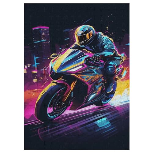 Holzpuzzles 300 Teile Motorcycle -Puzzle Für Jungen Und Mädchen, Schwierigkeitsgrad, Lernspiele, Familienspielzeug 42×30cm von DCCCY