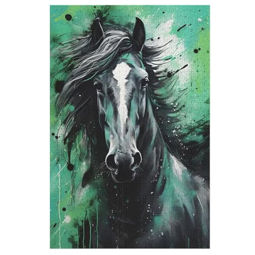 Horse 1000 Teile Puzzles Für Erwachsene Holzpuzzle Familienpuzzlespiel Stressabbau-Puzzle Für Erwachsene Kinder Ab 12 Jahren 78×53cm von DCCCY
