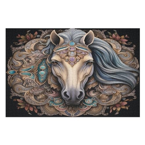 Horse Holzpuzzle 1000 Teile, Knobelspiele Für Erwachsene, Teenager, Puzzles Unmögliche - Kinder Puzzle Zimmer Deko （75×50cm） von DCCCY