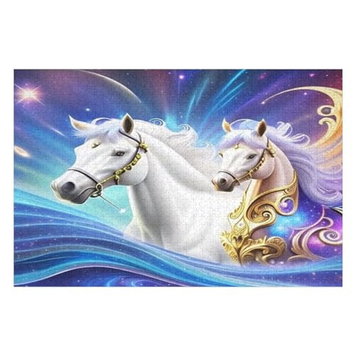 Horse Holzpuzzle - 1000 Teiliges Jigsaw Knobelspiel - Puzzle Für Erwachsene & Kinder - Outdoor & Reisespielzeug （75×50cm） von DCCCY