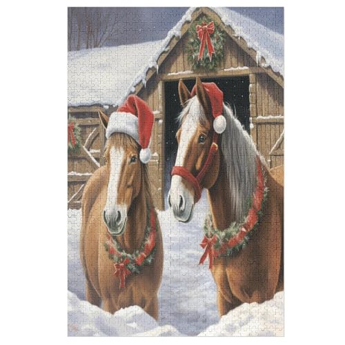 Horse Holzpuzzle Für Erwachsene Teenager Stress Abbauen Familien-Puzzlespiel Poster 1000-teiliges Puzzle Kinder Lernspiel 78×53cm von DCCCY