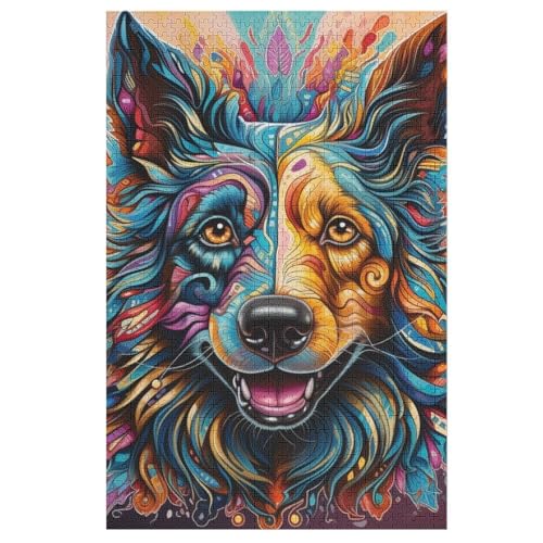 Hund -Puzzle, 1000 Teile,Holzpuzzle Für Erwachsene Kinder, Lustiges Spielzeug, Denkspiel, Bildungsspiel, 78×53cm von DCCCY