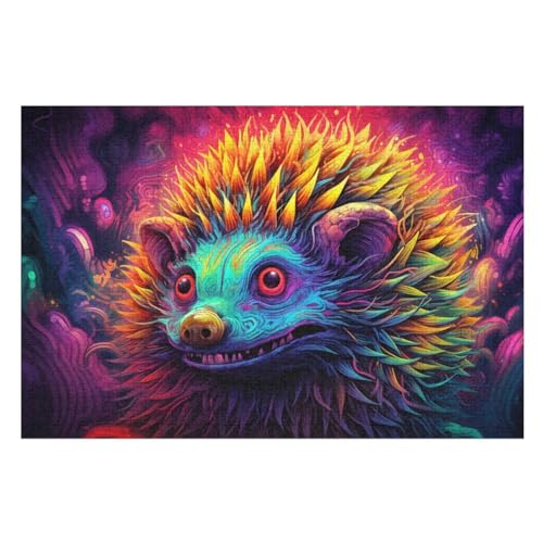 Igel -Puzzle, 1000 Teile,Holzpuzzle Für Erwachsene Kinder, Lustiges Spielzeug, Denkspiel, Bildungsspiel, （75×50cm） von DCCCY