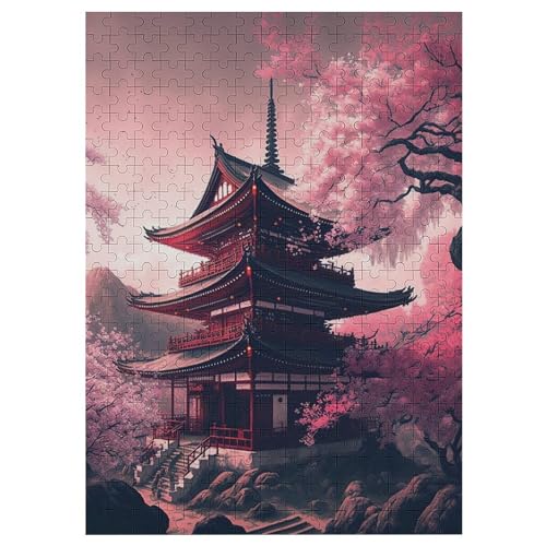 Japanese Temple Holzpuzzle 300 Teile Klassische Puzzles Erwachsene Kinder Puzzle DIY Kit Holzspielzeug Einzigartiges Geschenk 42×30cm von DCCCY