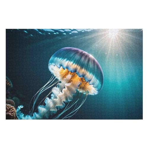 JellyFisch -Puzzle, 1000 Teile,Holzpuzzle Für Erwachsene Kinder, Lustiges Spielzeug, Denkspiel, Bildungsspiel, （75×50cm） von DCCCY