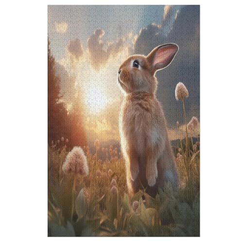 Kaninchen 1000 Teile Puzzles Für Erwachsene,Holzpuzzle - Verringerter Druck Schwieriges Unmögliche Puzzle Für 12+ Kinder 78×53cm von DCCCY