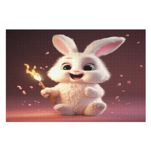 Kaninchen Holzpuzzle - 1000 Teiliges Jigsaw Knobelspiel - Puzzle Für Erwachsene & Kinder - Outdoor & Reisespielzeug （75×50cm） von DCCCY
