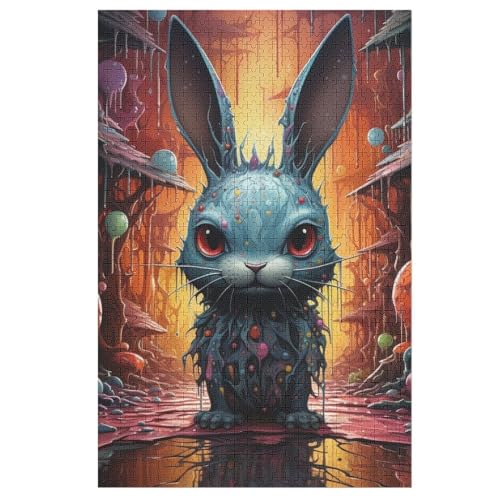 Kaninchen Puzzles 1000 Teile Erwachsener Kniffel Spaß Für Die Ganze Familie, Holzpuzzle Kinder Erwachsene, Impossible Puzzle Schwer 78×53cm von DCCCY