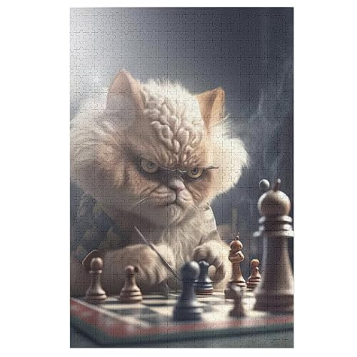 Katze 1000 Teile Puzzles, Wood Craft, Hochwertiges Modernes Puzzle, DIY, Für Erwachsene Und Kinder Ab 12 Jahren, 78×53cm von DCCCY