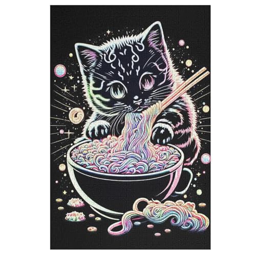 Katze 1000 Teile Puzzles Für Erwachsene Holzpuzzle Familienpuzzlespiel Stressabbau-Puzzle Für Erwachsene Kinder Ab 12 Jahren 78×53cm von DCCCY