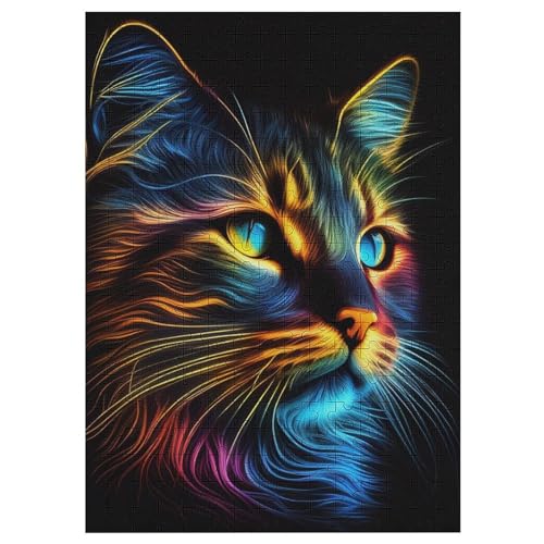 Katze 300 Teile Puzzles Für Erwachsene Holzpuzzle Familienpuzzlespiel Stressabbau-Puzzle Für Erwachsene Kinder Ab 12 Jahren 42×30cm von DCCCY