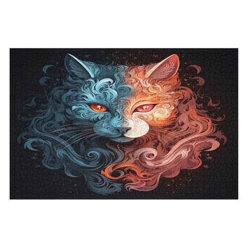 Katze Holzpuzzle - 1000 Teiliges Jigsaw Knobelspiel - Puzzle Für Erwachsene & Kinder - Outdoor & Reisespielzeug （75×50cm） von DCCCY