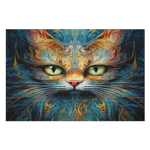 Katze Puzzles 1000 Teile Erwachsener Kniffel Spaß Für Die Ganze Familie, Holzpuzzle Kinder Erwachsene, Impossible Puzzle Schwer （75×50cm） von DCCCY