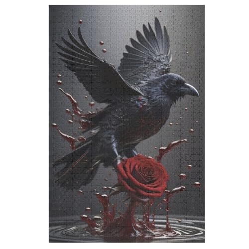 Krähe Puzzles 1000 Teile Erwachsener Kniffel Spaß Für Die Ganze Familie, Holzpuzzle Kinder Erwachsene, Impossible Puzzle Schwer 78×53cm von DCCCY