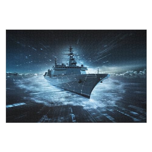 Kriegsschiff -Puzzle, 1000 Teile,Holzpuzzle Für Erwachsene Kinder, Lustiges Spielzeug, Denkspiel, Bildungsspiel, （75×50cm） von DCCCY