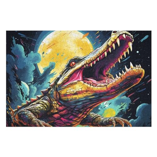 Krokodil Puzzles 1000 Teile Erwachsener Kniffel Spaß Für Die Ganze Familie, Holzpuzzle Kinder Erwachsene, Impossible Puzzle Schwer （75×50cm） von DCCCY