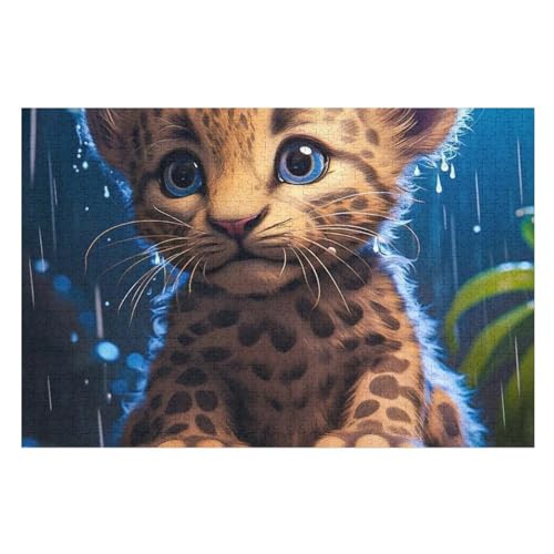 Leopard 1000 Teile Holzpuzzle,einzigartiges Puzzle, Geschenk Für Erwachsene,Familienspiel,Herausforderungsaktivität,（75×50cm） von DCCCY