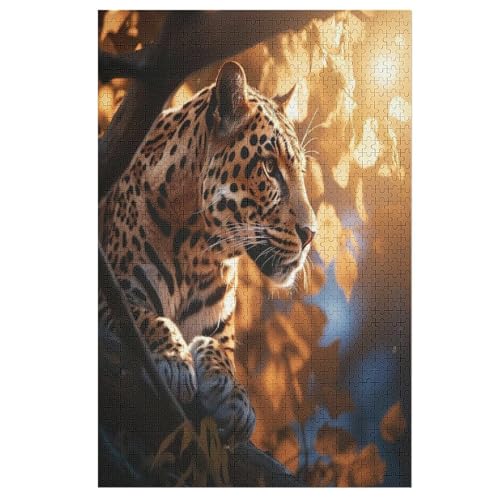 Leopard Puzzles 1000 Teile Erwachsener Kniffel Spaß Für Die Ganze Familie, Holzpuzzle Kinder Erwachsene, Impossible Puzzle Schwer 78×53cm von DCCCY