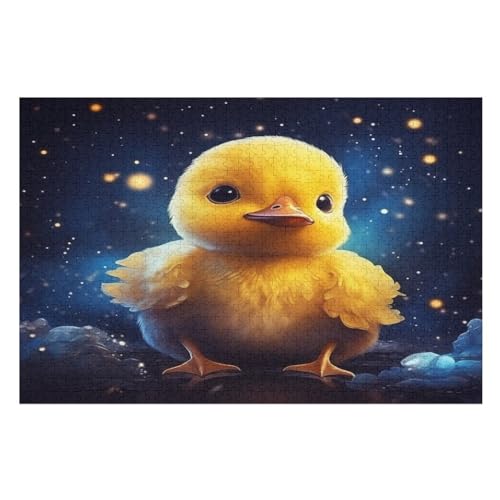 Little Yellow Ente Puzzle Für Erwachsene 1000 Teile Premium Recyceltes Brett Zum Lernen, Lernspielzeug, Familienspiele Kinder Holzpuzzle （75×50cm） von DCCCY