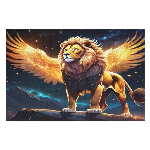 Löwe Holzpuzzle 1000 Teile Klassische Puzzles Erwachsene Kinder Puzzle DIY Kit Holzspielzeug Einzigartiges Geschenk （75×50cm） von DCCCY
