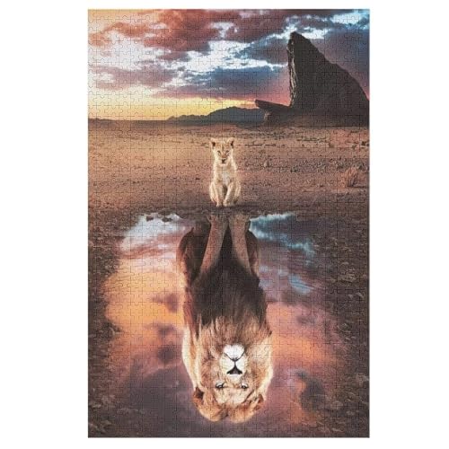 Löwe Puzzles 1000 Teile Erwachsener Kniffel Spaß Für Die Ganze Familie, Holzpuzzle Kinder Erwachsene, Impossible Puzzle Schwer 78×53cm von DCCCY