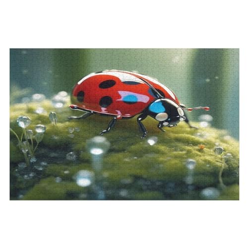 Marienkäfer Puzzle Für Erwachsene 1000 Teile Premium Recyceltes Brett Zum Lernen, Lernspielzeug, Familienspiele Kinder Holzpuzzle （75×50cm） von DCCCY