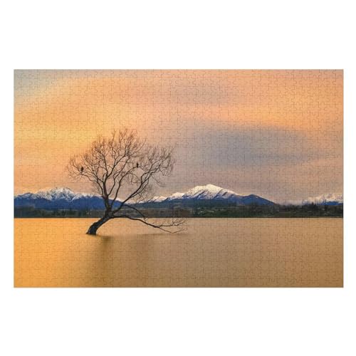 Morgenrot am Lake Wanaka Holzpuzzle - Puzzle Für Erwachsene, 1000-teilige Puzzles Für Teenager Und Kinder, Herausfordernde Spiele （75×50cm） von DCCCY