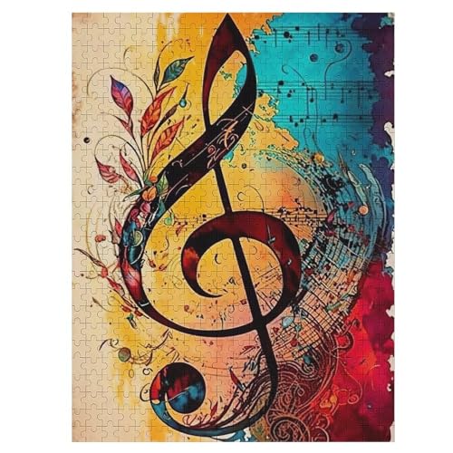 Musiknote Puzzles 500 Teile Für Jugendliche Kreatives Holzpuzzlespielzeug Familienspiel Schwierigkeitsgrad Herausforderungspuzzles 55×41cm von DCCCY