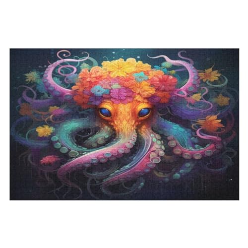 Oktopus 1000 Teile Puzzles Für Erwachsene, Impossible Puzzle, Geschicklichkeitsspiel Für Die Ganze Familie, Kinder Holzpuzzle （75×50cm） von DCCCY